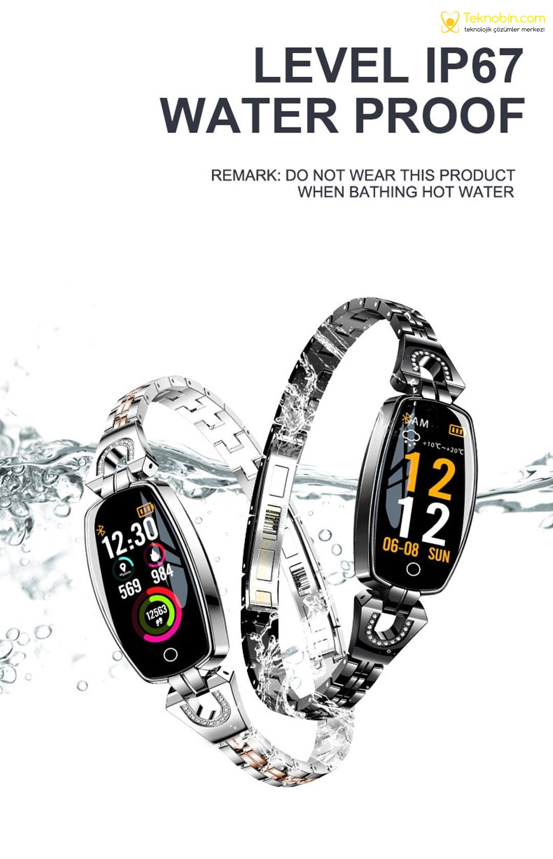 Lemfo H8 Bayan Smartwatch Aklıllı Kol Saati Fitness, IP67 Su Geçirmez