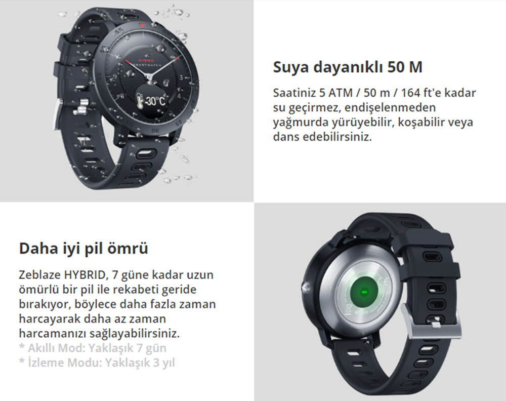 Zeblaze Hibrid Akıllı Saat Kalp Hızı Kan Basıncı monitörü Akıllı Bildirimler