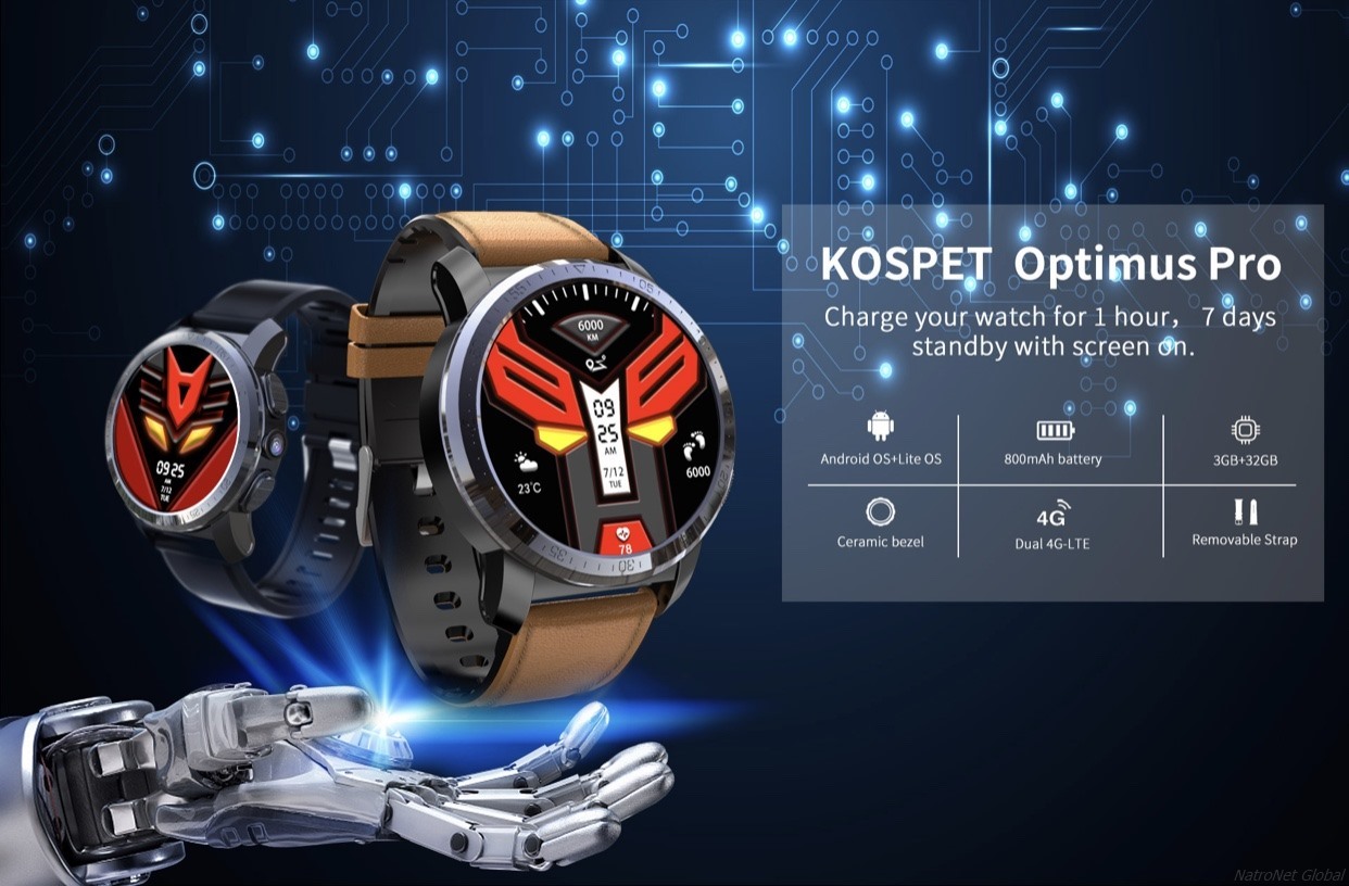 Kospet Optimus Pro 3GB 32GB Çift İşlemcili 4G Akıllı Saat+ Akıllı Telefon