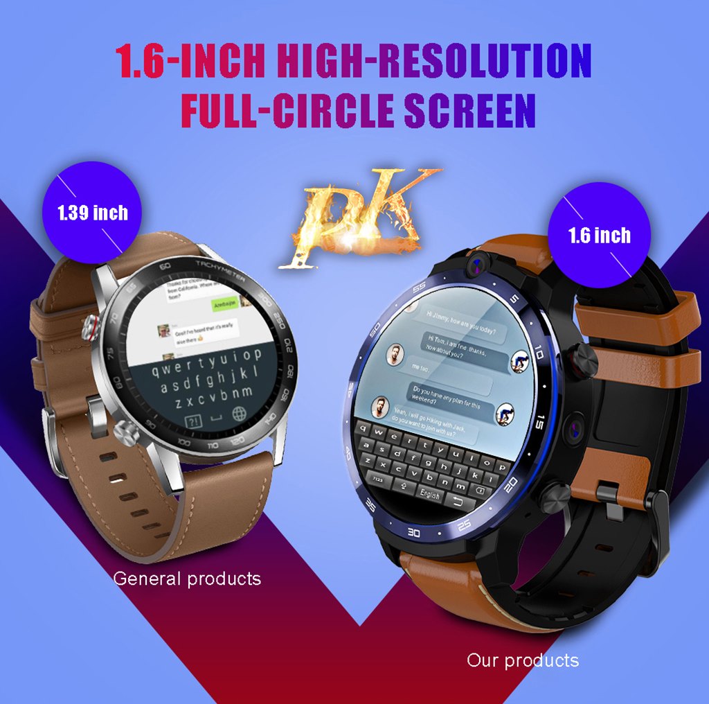LEMFO LEM12 1.6 inç HD Ekran Android 7.1 Çift Kamera 3G + 32G Akıllı Saat