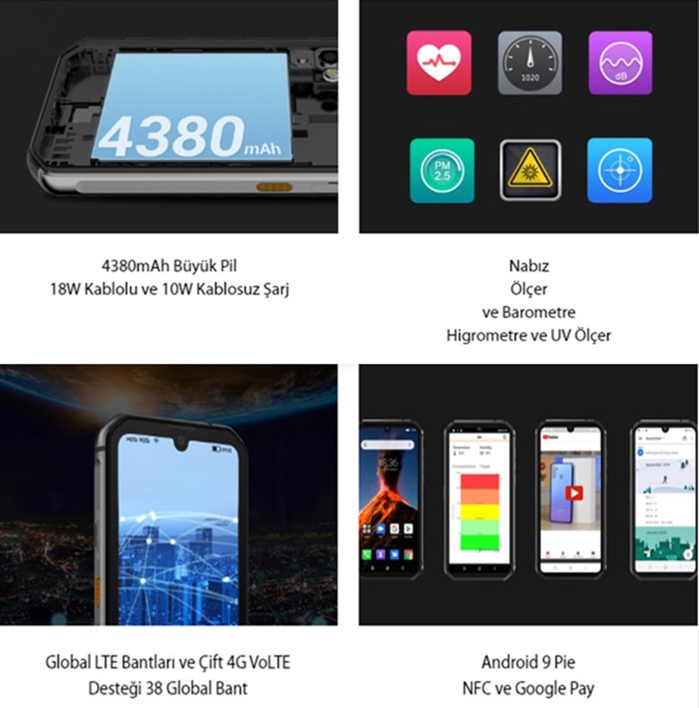 Blackview BV9900 Helio P90 Octa çekirdek 8GB + 256GB IP68 Android 9.0 48MP Kamera