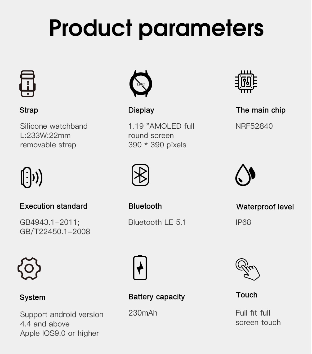 Lemfo SG2 Tam Dokunmatik AMOLED Ekran Kablosuz Şarj Özellikli Akıllı Saat