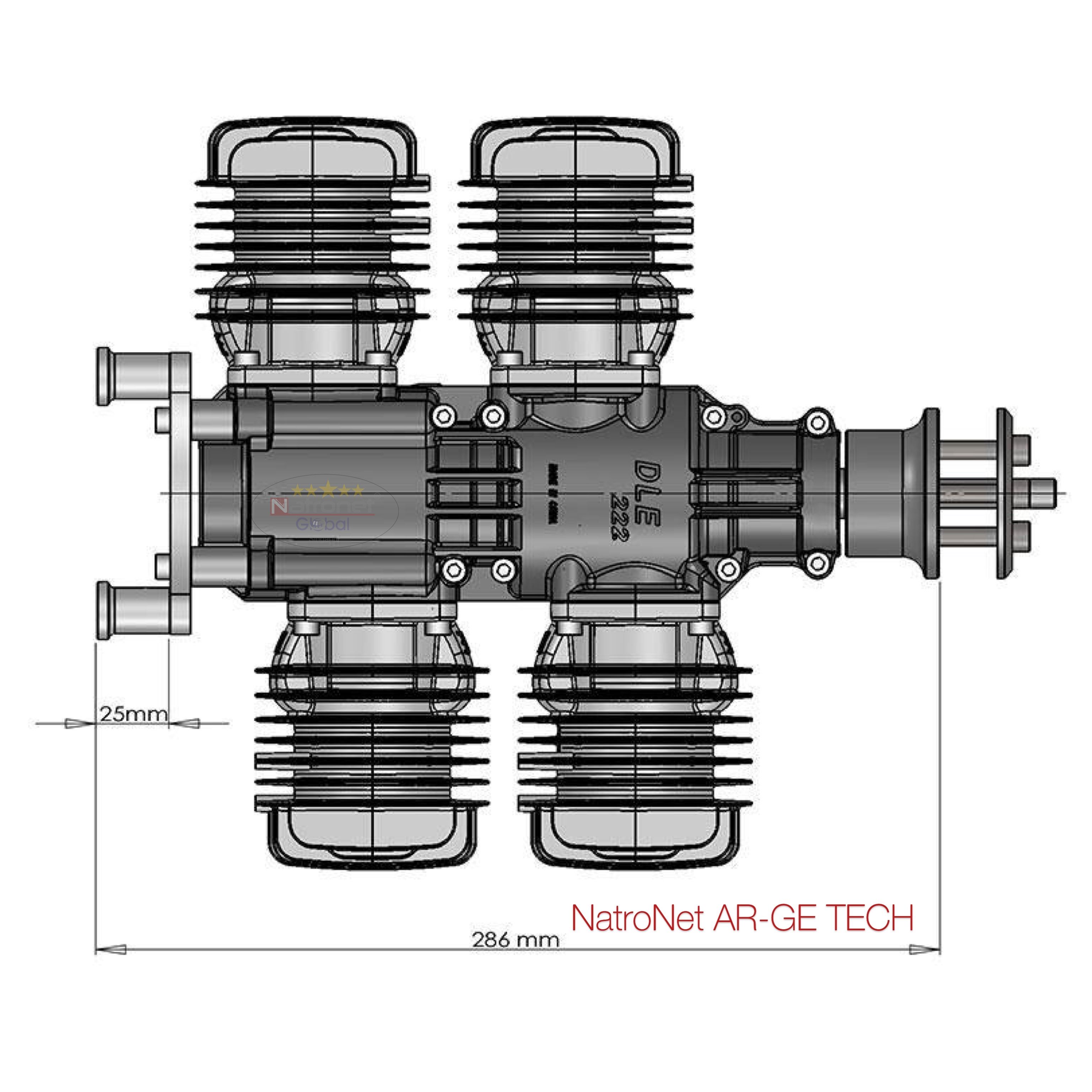 DLE 222™ Dört Silindirli Benzinli Profesyonel Uçak Motoru (DLE Türkiye)