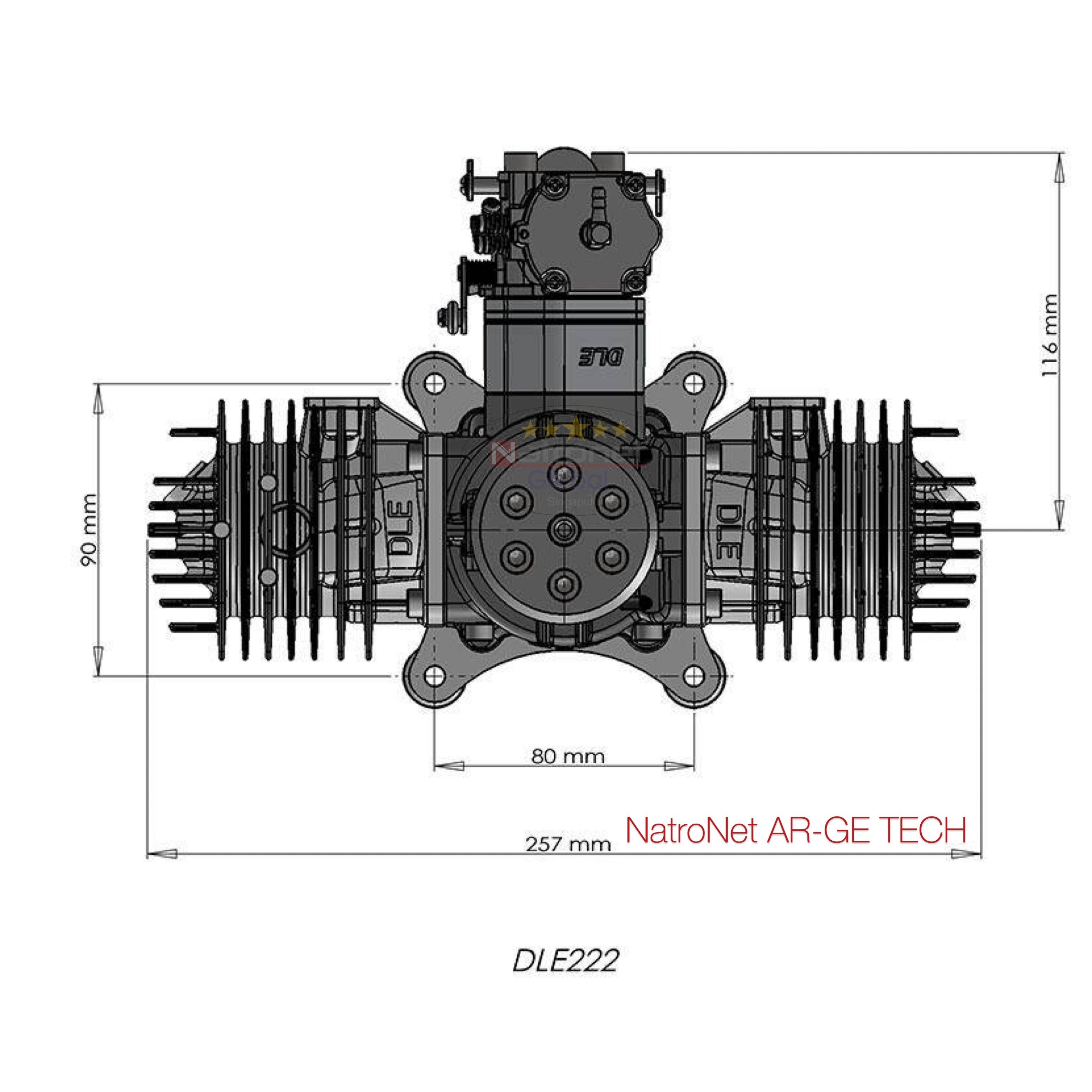 DLE 222™ Dört Silindirli Benzinli Profesyonel Uçak Motoru (DLE Türkiye)