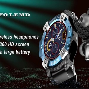 LEMFO LEMD akıllı saat kablosuz Bluetooth 5.0 kulaklık 2 In 1 360*360 HD ekran