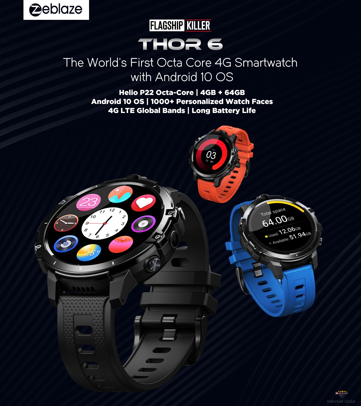 Zeblaze Thor 6 4GB Ram + 64GB Rom Android 10 4G SimKartlı Akıllı Saat