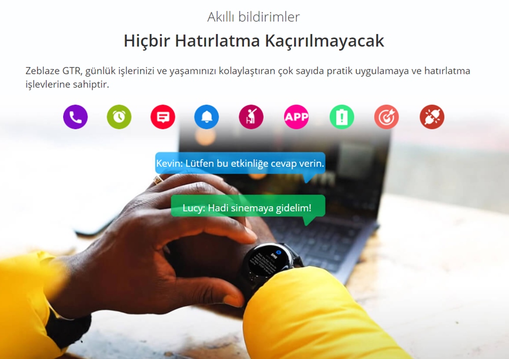 Zeblaze GTR Akıllı Saat Metal Gövde Çok Yönlü Sağlık ve Fitness Takibi 