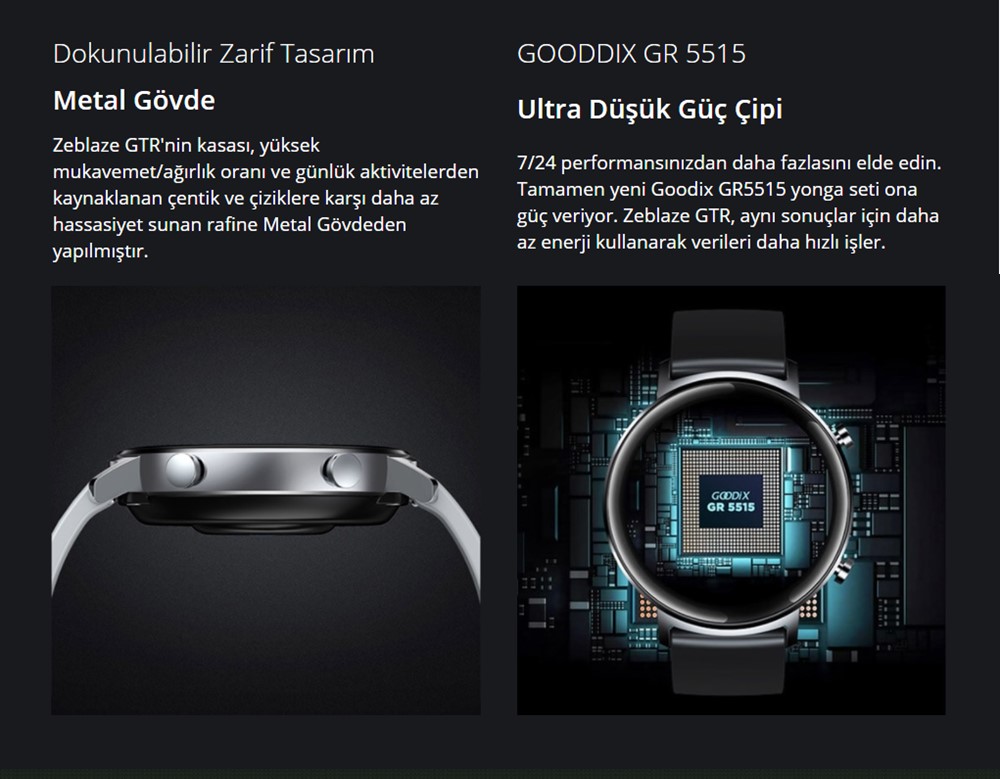 Zeblaze GTR Akıllı Saat Metal Gövde Çok Yönlü Sağlık ve Fitness Takibi 