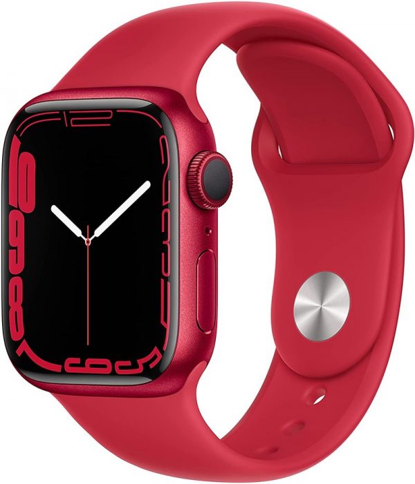 Apple Watch Series 7 GPS, 41mm 45mm Kırmızı Alüminyum Kasa ve Kırmızı Spor Kordon