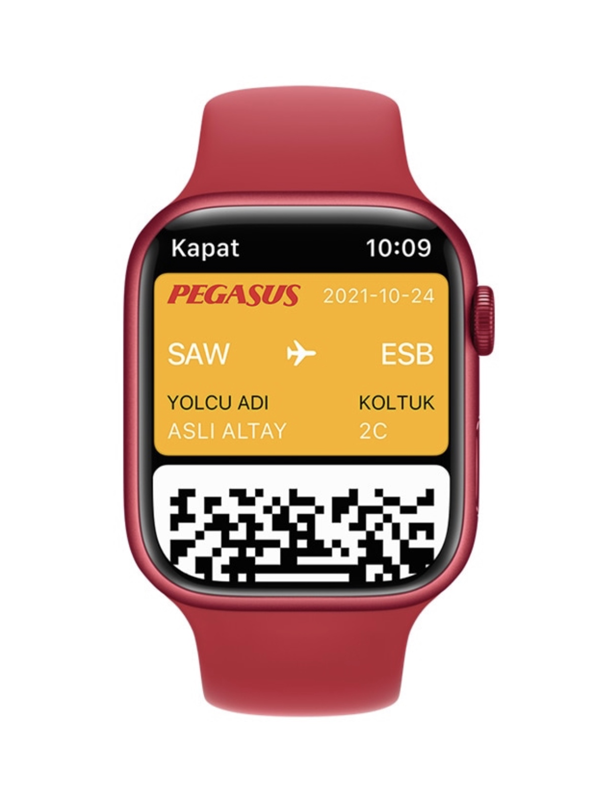 Apple Watch Series 7 GPS, 41mm 45mm Kırmızı Alüminyum Kasa ve Kırmızı Spor Kordon