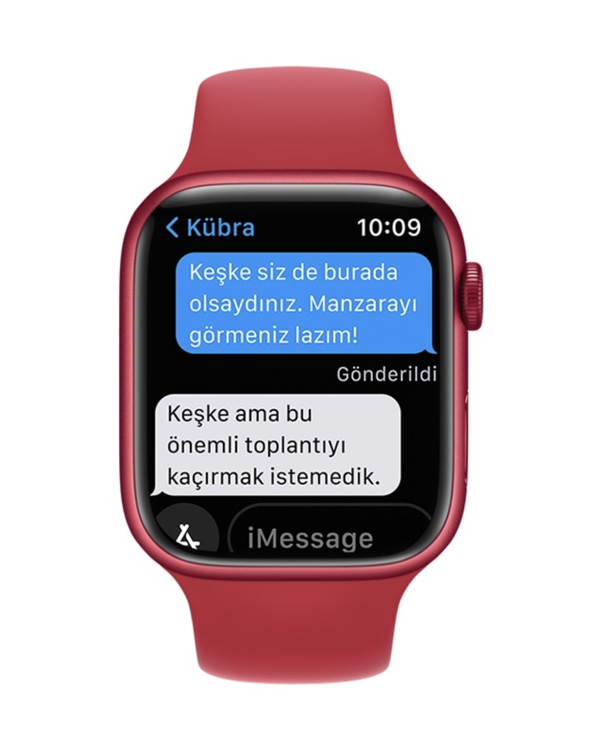Apple Watch Series 7 GPS, 41mm 45mm Kırmızı Alüminyum Kasa ve Kırmızı Spor Kordon