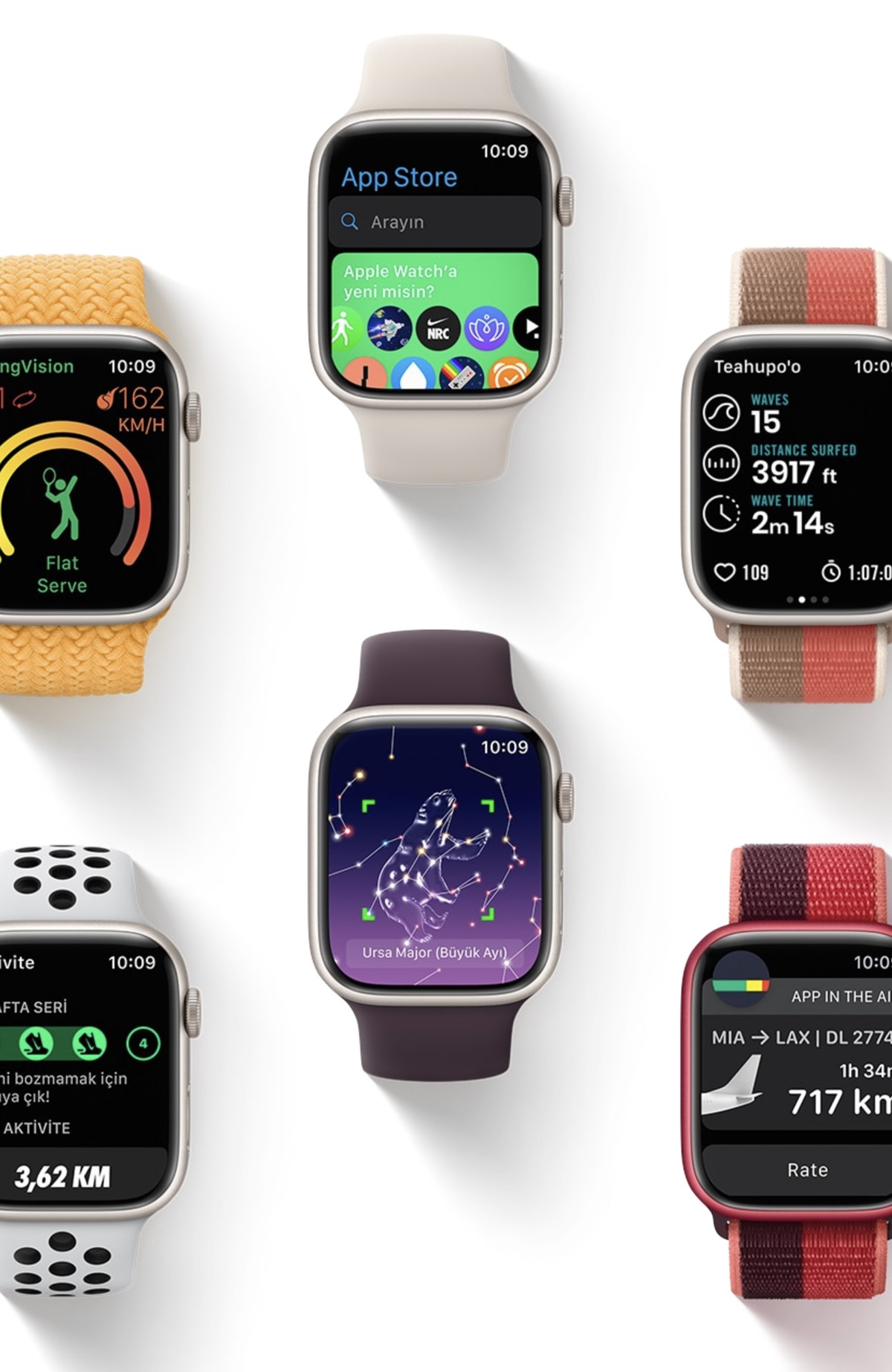 Apple Watch Series 7 GPS, 41mm 45mm Kırmızı Alüminyum Kasa ve Kırmızı Spor Kordon