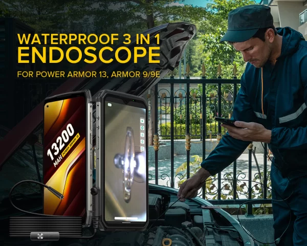 Ulefone Endoscope IP67 Su Geçirmez 3'ü 1 Arada Endoskop, Yarı Sert Muayene Kamerası