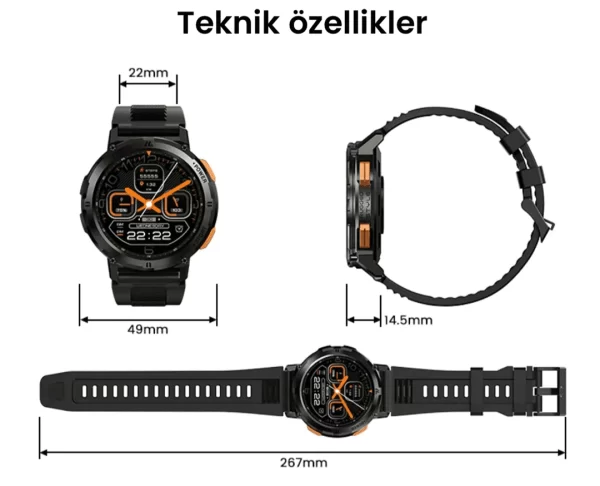 Kospet Tank T2 1,43" AMOLED Ekran Tek Anahtarla HIFI Bluetooth Aramaları Tam Metal Gövde