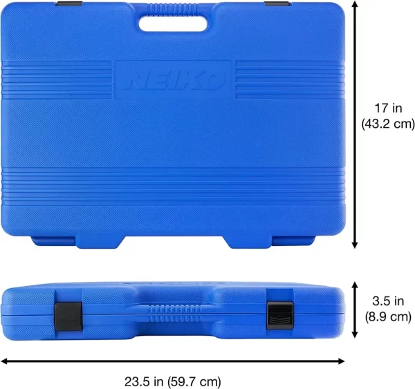 Neiko 02472A 3/8 İnç Tahrikli Renkli Mekanik Cırcır, Lokma Seti, 76 Parçalı Standart ve Derin SAE Boyutları 1/4" - 1" Metrik Boyutlar 6 mm - 24 mm