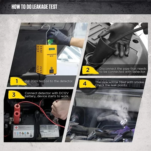 AUTOOL Otomotiv Duman Kaçak Dedektörü Evap Araba Boru Kaçak Test Cihazı Yakıt Kaçağı Bulucu Evrensel Motosiklet/Araba/Kamyon