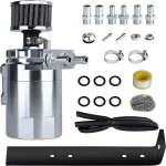 Universal Car Oil Catch Can Kit Polish Baffled Automotive Reservoir Tank 300ml with Breather Aluminum Compact Dual Cylinder