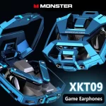 Monster XKT09 Orijinal Kablosuz Bluetooth Oyun kulaklığı TWS Bas HIFI Surround Ses Metal mekanik Kutulu