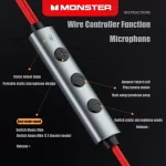 Monster SG10 Kablolu Oyun Kulaklıkları Bluetooth kulaklık HD Ses Düşük Gecikme Gürültü Azaltma Mikrofon ile Kulakiçi Kulaklık