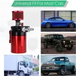 Universal Car Oil Catch Can Kit Polish Baffled Automotive Reservoir Tank 300ml with Breather Aluminum Compact Dual Cylinder