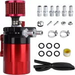 Universal Car Oil Catch Can Kit Polish Baffled Automotive Reservoir Tank 300ml with Breather Aluminum Compact Dual Cylinder