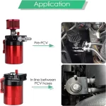 Universal Car Oil Catch Can Kit Polish Baffled Automotive Reservoir Tank 300ml with Breather Aluminum Compact Dual Cylinder