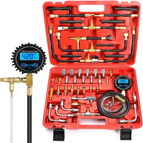 Dijital Yakıt Enjeksiyon Basınç Test Kiti - Benzinli Motor için Yakıt Basınç Göstergesi 0-300 PSI Yakıt Basınç Test Kiti