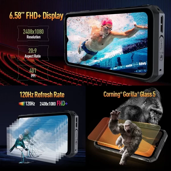 Ulefone Power Armor 19 Rugged Akıllı Telefon Sıcaklık Ölçümü 108MP Ana Kamera, 17GB+256GB MTK Helio G99, 9600mAh Pil 66W Hızlı Şarj