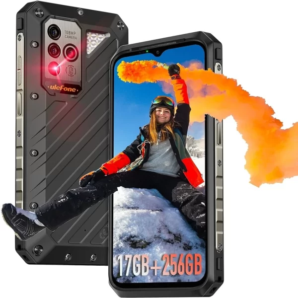 Ulefone Power Armor 19 Rugged Akıllı Telefon Sıcaklık Ölçümü 108MP Ana Kamera, 17GB+256GB MTK Helio G99, 9600mAh Pil 66W Hızlı Şarj