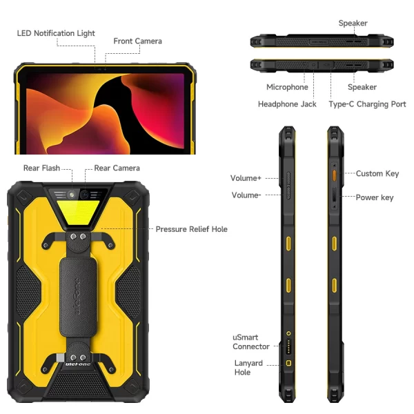 Ulefone Armor Pad 2 Sağlam Tablet , 11 "2K, 18600 mAh ,IP68/IP69K Android 13 NFC GPS 4G Tablet Endüstriyel Tablet