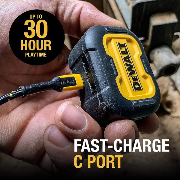 DEWALT Pro-X1 Gerçek Kablosuz Bluetooth Kulaklıklar Dış Mekan Çalışmaları için Premium Ses Kalitesi