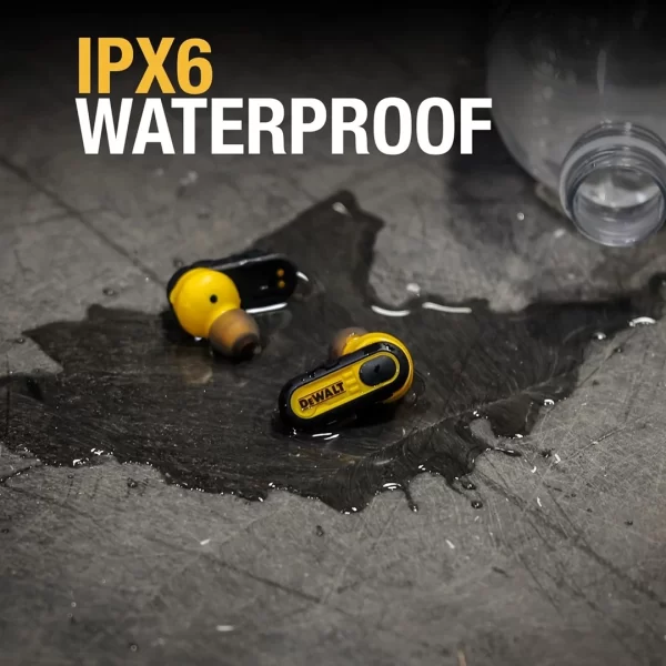 DEWALT Pro-X1 Gerçek Kablosuz Bluetooth Kulaklıklar Dış Mekan Çalışmaları için Premium Ses Kalitesi