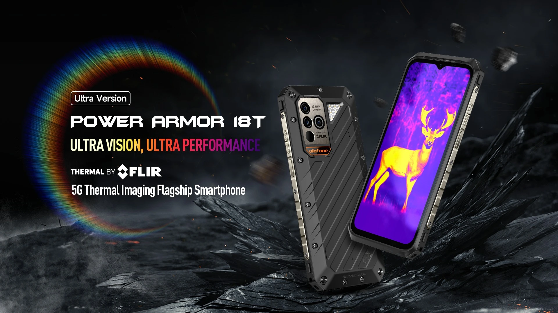 Ulefone Power Armor 18T Ultra 5G Zırhlı Telefon Termal Görüntü Kamerası 24 GB(12+12)+512 GB MTK Dimensity 7050 108 MP Kamera