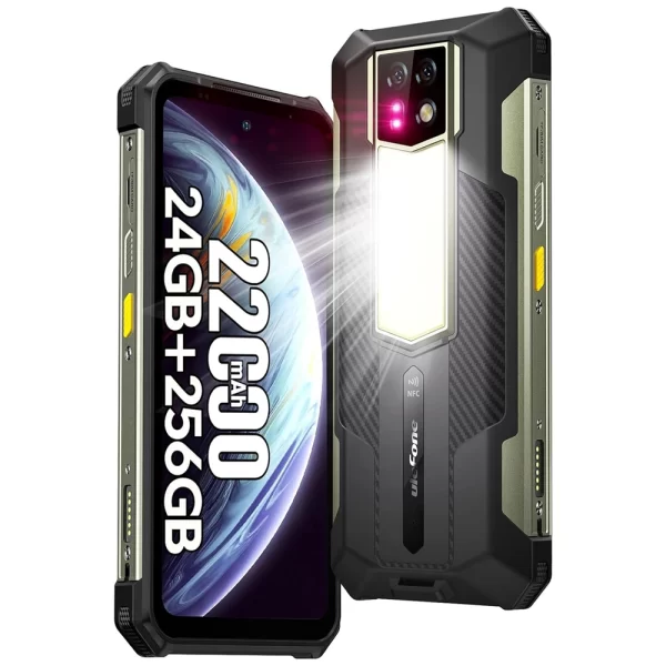 Ulefone Armor 24 22000mAh Mega Batarya Kamp Işığı, 24GB RAM +256GB ROM, 6.78 İnch Gece Görüş Kamerası