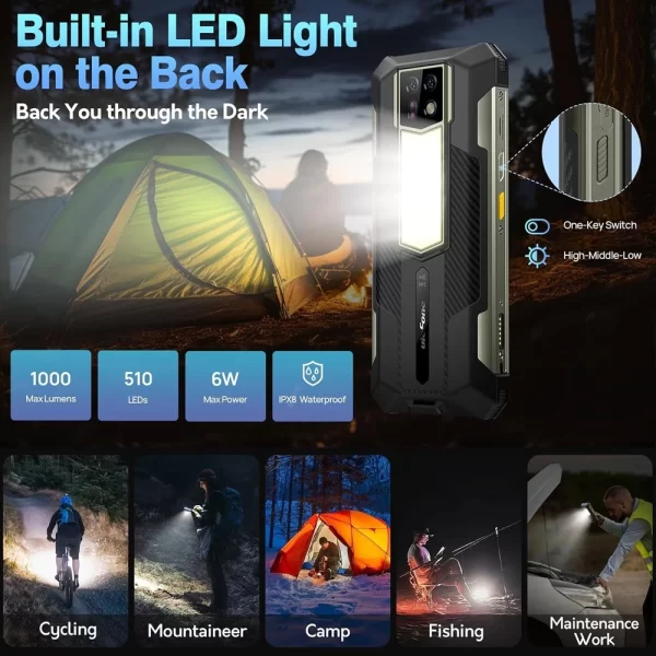 Ulefone Armor 24 22000mAh Mega Batarya Kamp Işığı, 24GB RAM +256GB ROM, 6.78 İnch Gece Görüş Kamerası