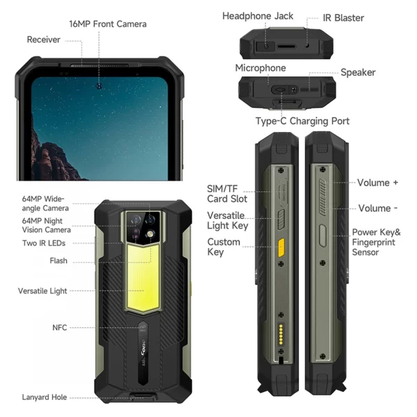 Ulefone Armor 24 22000mAh Mega Batarya Kamp Işığı, 24GB RAM +256GB ROM, 6.78 İnch Gece Görüş Kamerası