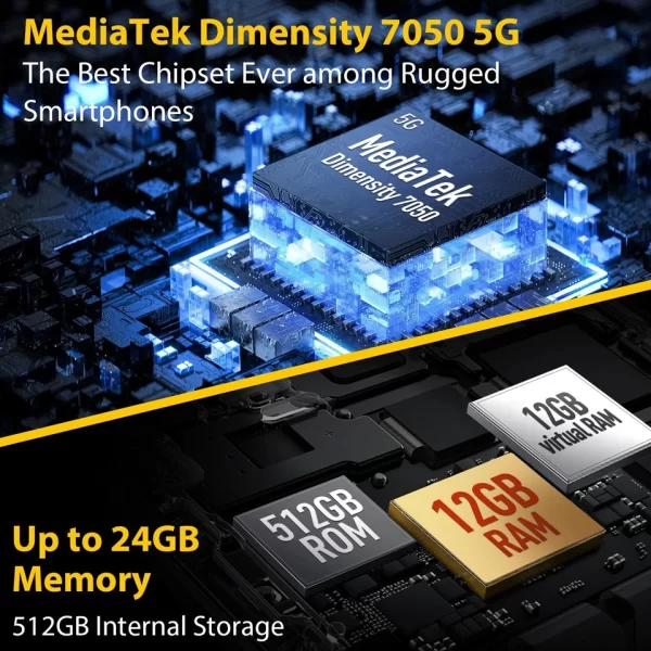 Ulefone Power Armor 18T Ultra 5G Zırhlı Telefon Termal Görüntü Kamerası 24 GB(12+12)+512 GB MTK Dimensity 7050 108 MP Kamera