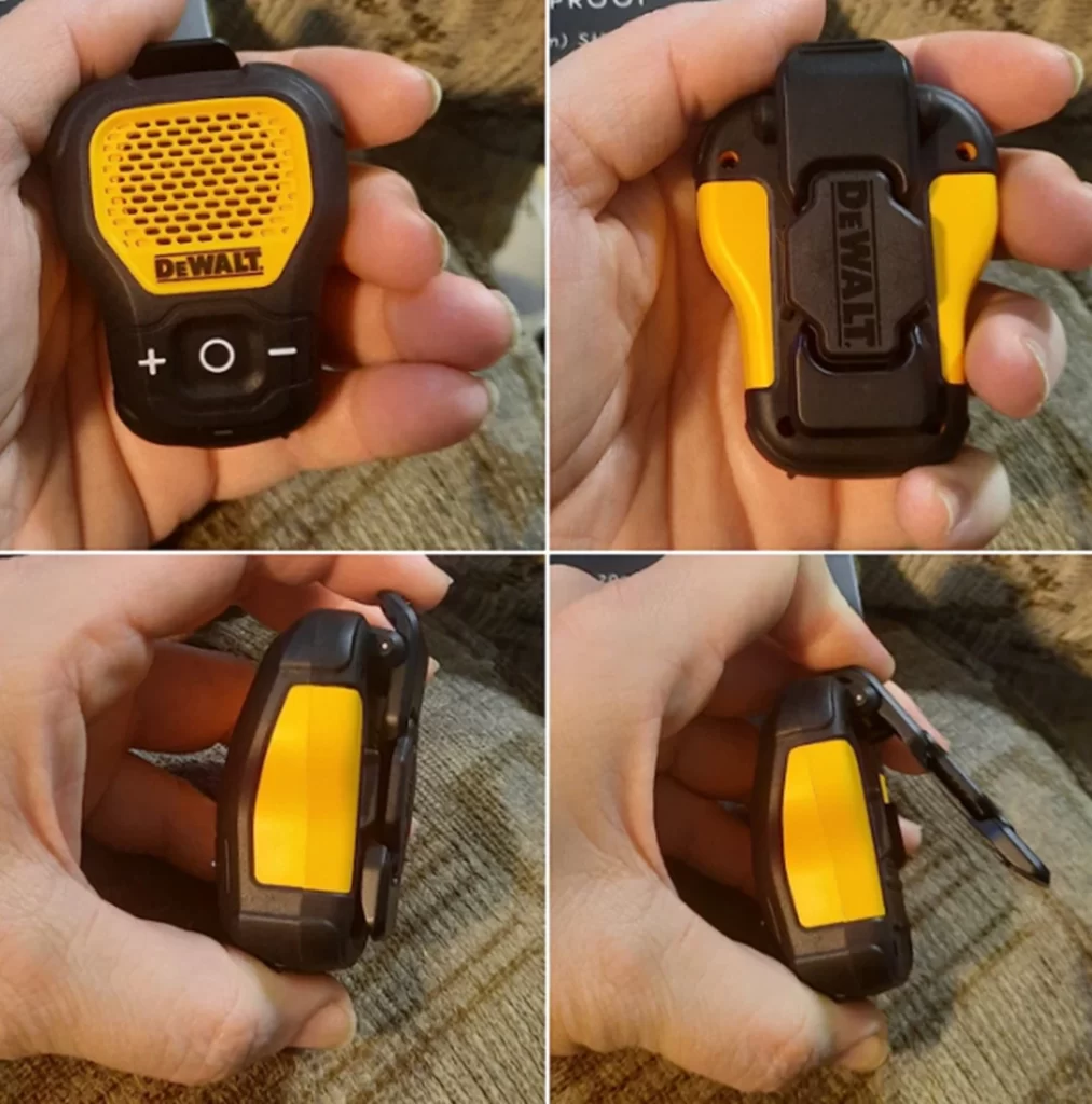 DEWALT-190 1148 DW2 Giyilebilir Bluetooth Hoparlör — Manyetik Klipsli Kablosuz Şantiye Pro Suya Dayanıklı