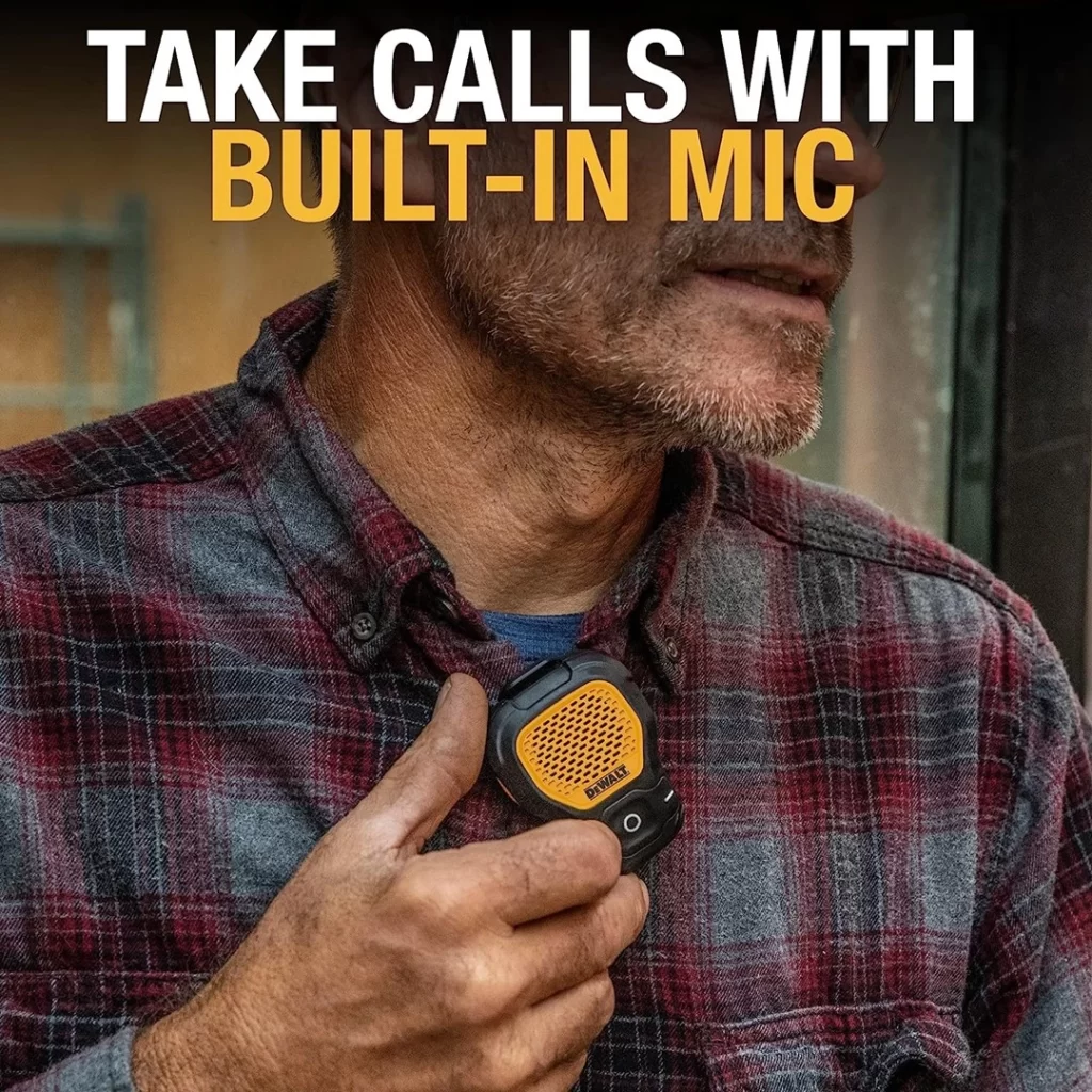 DEWALT-190 1148 DW2 Giyilebilir Bluetooth Hoparlör — Manyetik Klipsli Kablosuz Şantiye Pro Suya Dayanıklı
