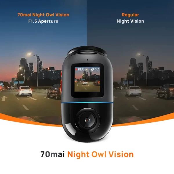 70mai Omni Araç Kamerası 360° Dönen, Üstün Gece Görüşü, Dahili 128 GB eMMC Depolama, Hızlandırılmış Kayıt