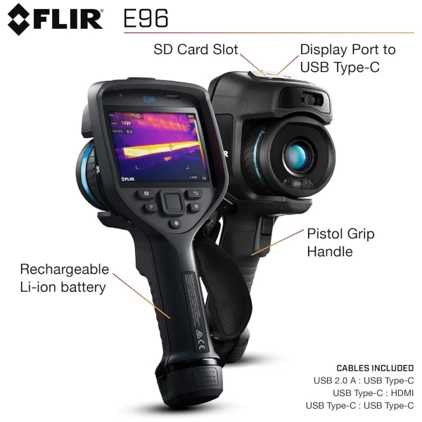 FLİR E96 42° Lensli Gelişmiş Termal Görüntüleme Kamerası, 640x480, -20°C ila +1500°C