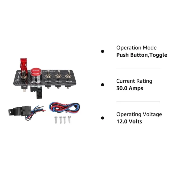 DC 12 V Kontak Anahtarı Paneli 5 in 1 Araba Motoru Çalıştırma Düğmesi