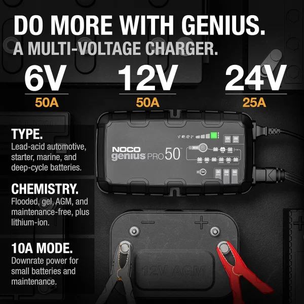 NOCO GENİUSPRO50 6V/12V/24V 50 Amp Akıllı Akü Şarj Cihazı