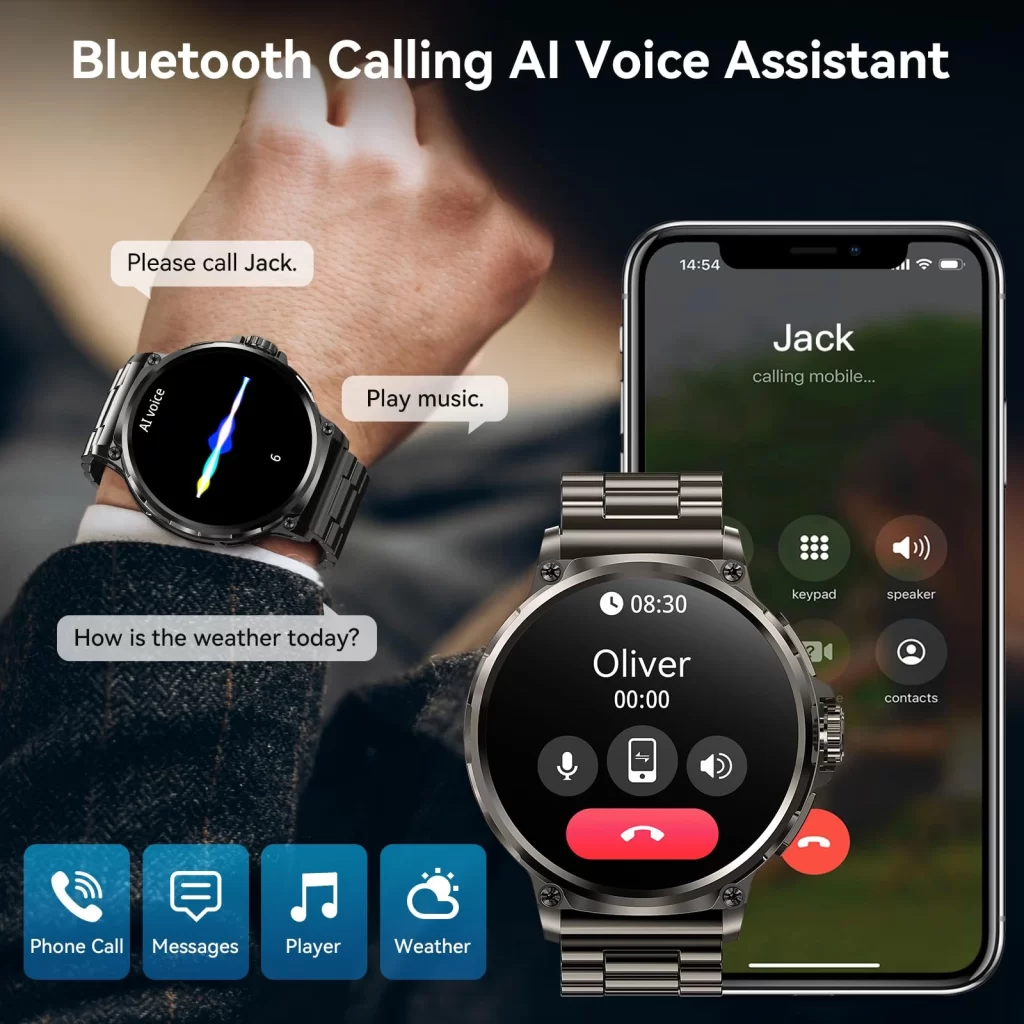 Amaztim Power Akıllı Saat 1.85 inç HD Ultra Geniş Ekran Uzun Süreli Ekstra Uzun Pil Bluetooth Çağrısı