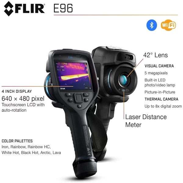 FLİR E96 42° Lensli Gelişmiş Termal Görüntüleme Kamerası, 640x480, -20°C ila +1500°C