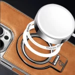 iPhone 15 için El yapımı Lüks Deri Magsafe kablosuz şarj destekli Kılıf