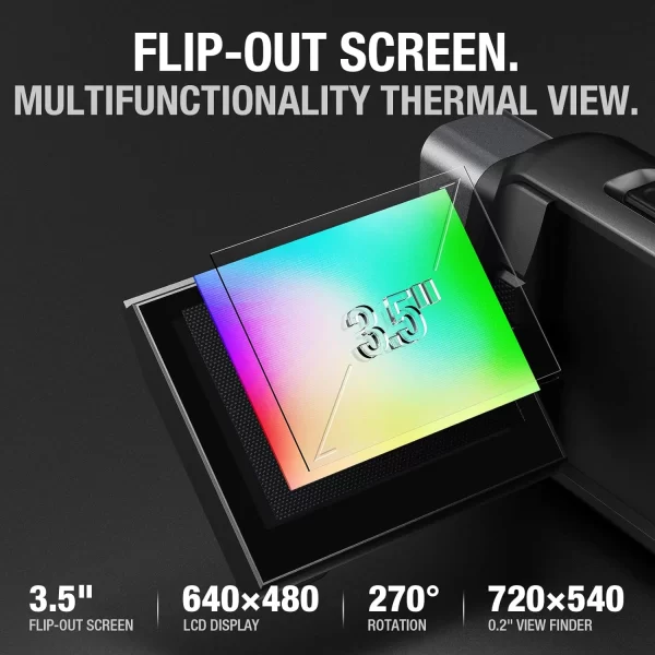 Teslong 256x192 İR Kızılötesi Termal Monoküler, 3,5 "Flip-Out LCD Monitör