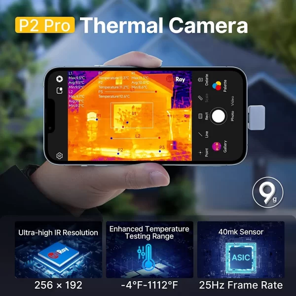 İnfiRay P2 Pro Termal Kamera, Manyetik Makro Lensli Termal Görüntüleme Cihazı