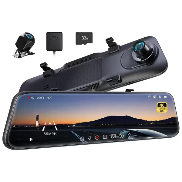 P12 Pro 4K Ayna Araç Kamerası, 12'' Dikiz Aynası Kamerası, ADAS ve BSD