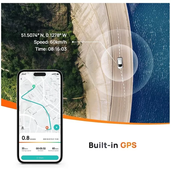 70mai A800S Gerçek 4K Araç Kamerası Çift Kamera Sony IMX415, Ön ve Arka, Dahili GPS, Süper Gece Görüşü, 3 inç IPS LCD, Park Modu, ADAS, Döngü Kayıt, iOS/Android Uygulama Kontrolü